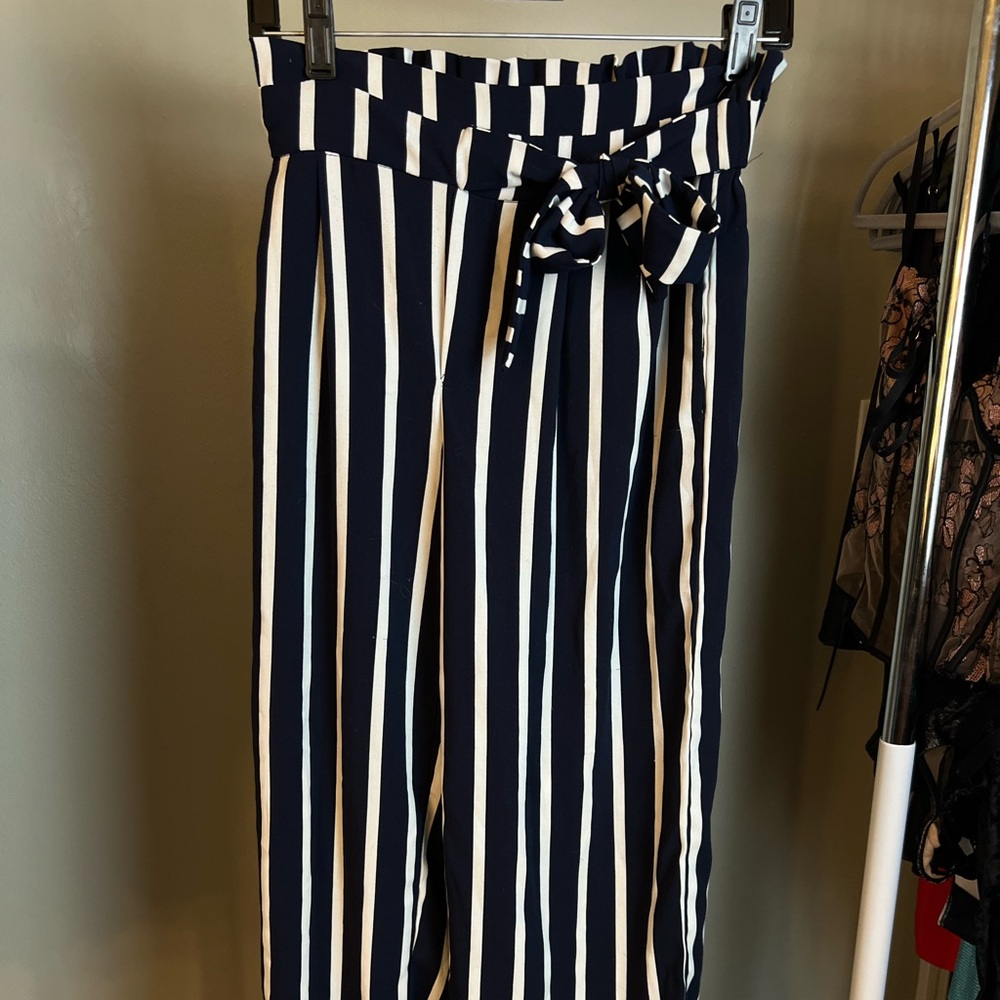 Philosophy striped navy and white capri pants